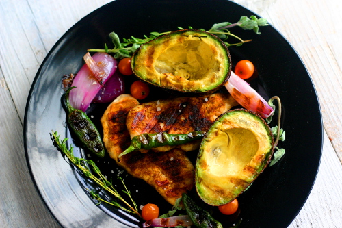 Blackened Chicken with Grilled Avocados