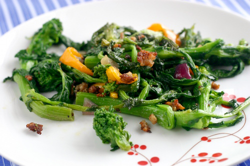 Spicy Broccoli Rabe, Sausage and Bell Pepper Saute