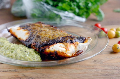 Chicken Enchiladas with Roasted Mini Tomatillo Sauce