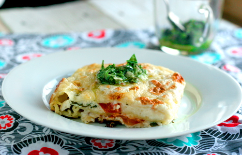 Herbed Lasagna with Oregano Puree
