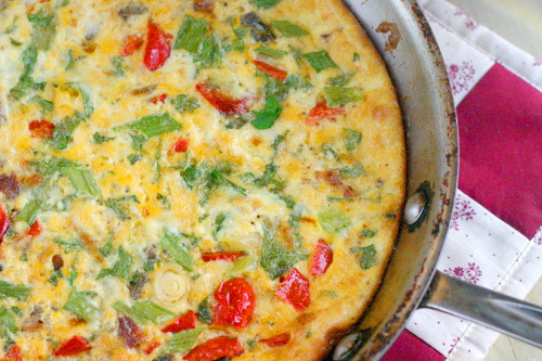 Overhead  Purple Potato and Chorizo Frittata