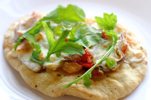 Spicy Grilled Mini Pizzas with a Parsley, Tomato Gremolata