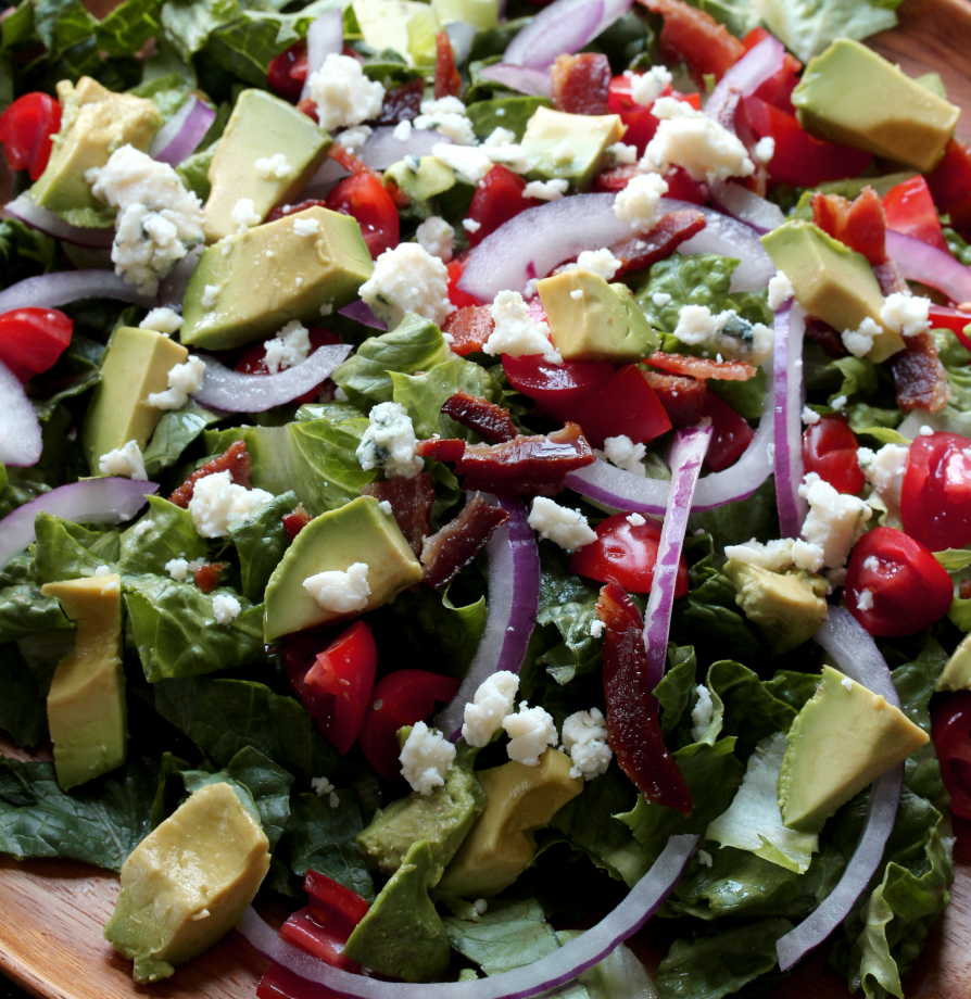 Bacon avocado and blue cheese salad