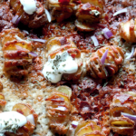 Baby Hasselback potatoes with cheddar bacon